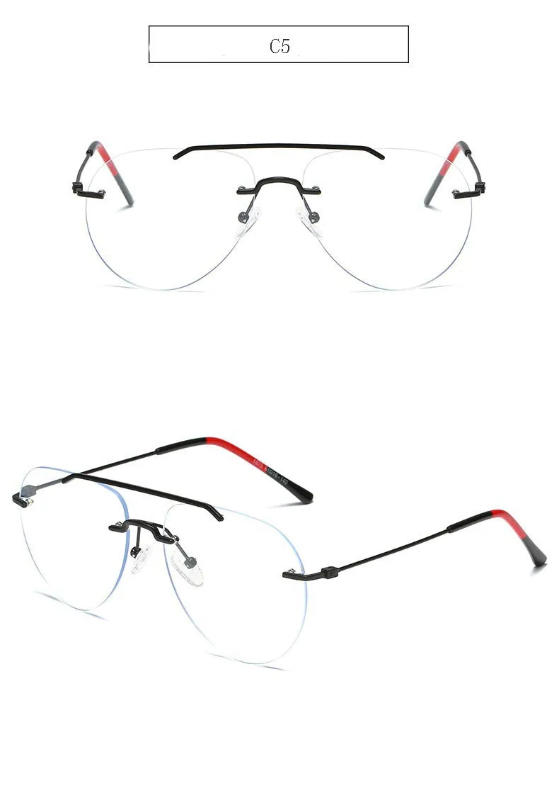 Hdcrafter Unisex Rimless Round Double Bridge Alloy Frame Eyeglasses 81870