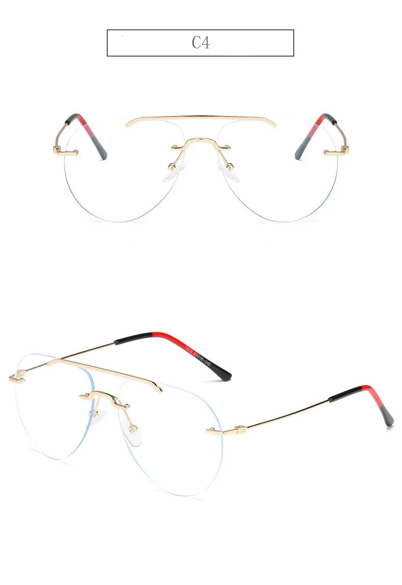 Hdcrafter Unisex Rimless Round Double Bridge Alloy Frame Eyeglasses 81870