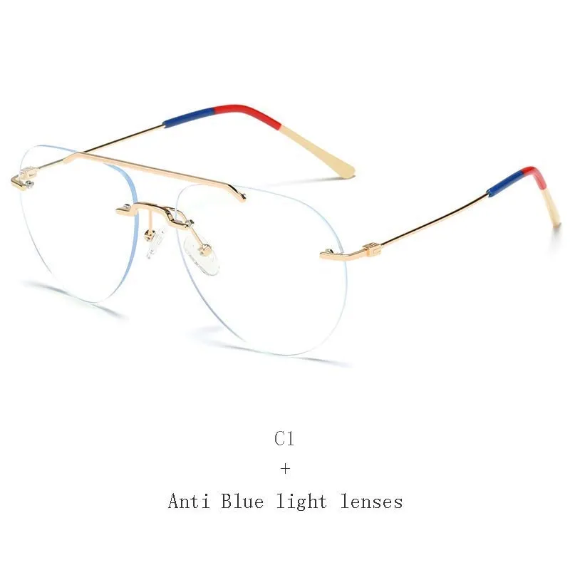 Hdcrafter Unisex Rimless Round Double Bridge Alloy Frame Eyeglasses 81870