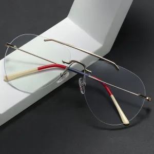Hdcrafter Unisex Rimless Round Double Bridge Alloy Frame Eyeglasses 81870