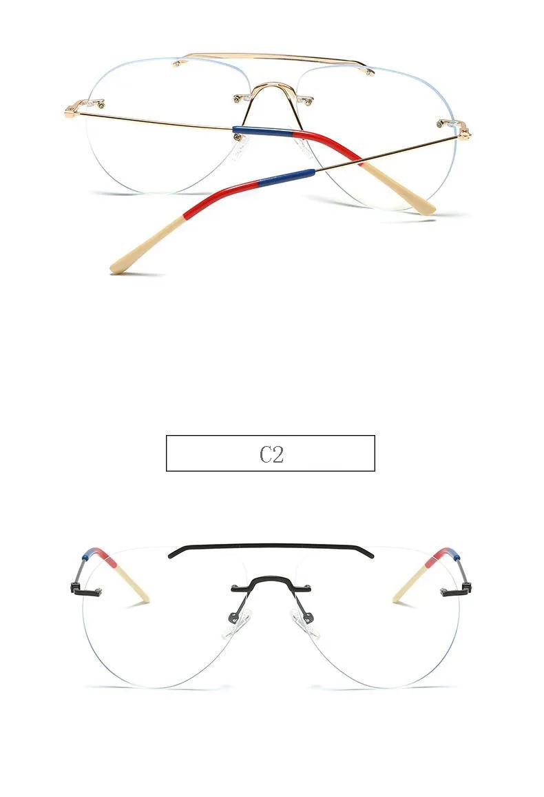 Hdcrafter Unisex Rimless Round Double Bridge Alloy Frame Eyeglasses 81870