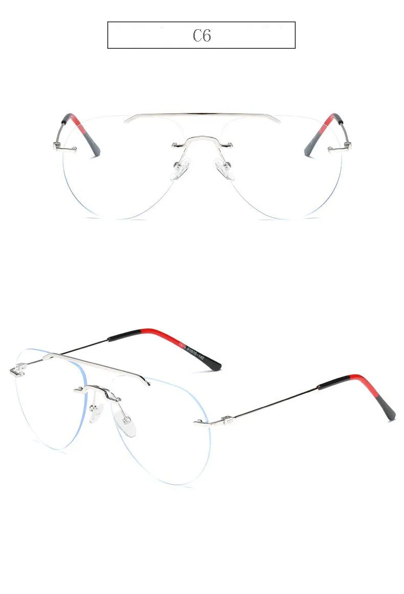 Hdcrafter Unisex Rimless Round Double Bridge Alloy Frame Eyeglasses 81870