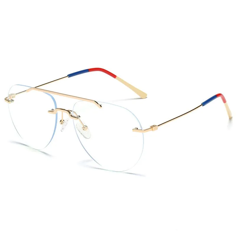 Hdcrafter Unisex Rimless Round Double Bridge Alloy Frame Eyeglasses 81870