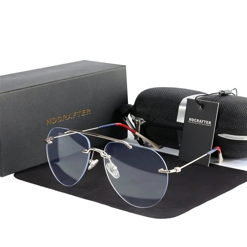 Hdcrafter Unisex Rimless Round Double Bridge Alloy Frame Eyeglasses 81870