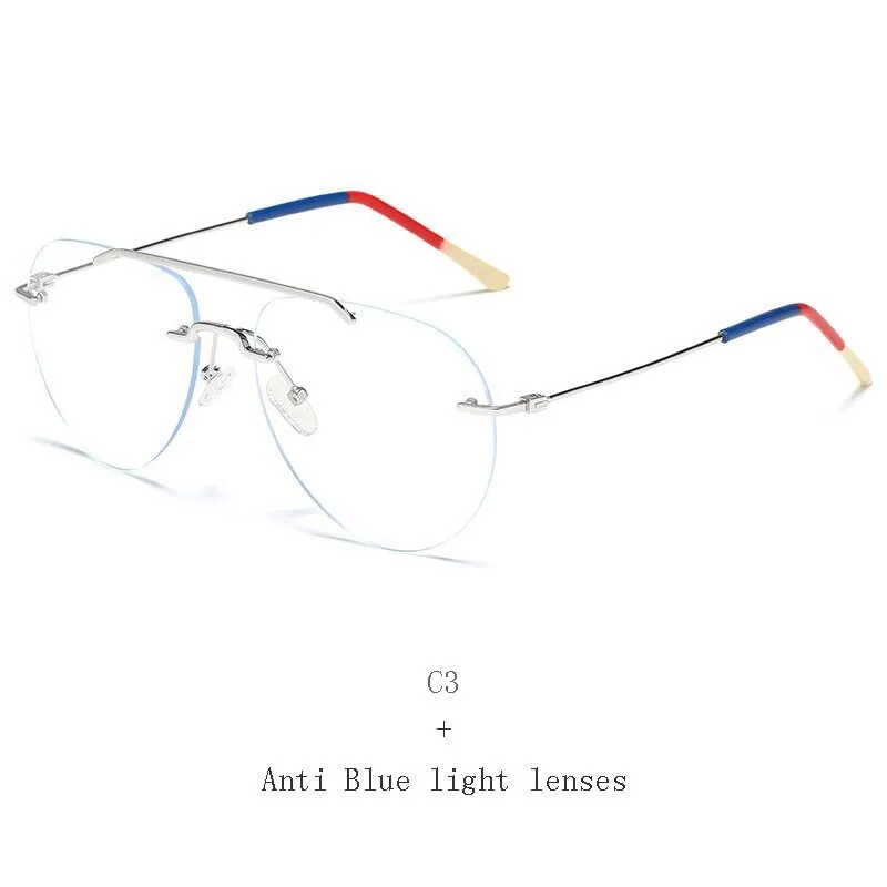 Hdcrafter Unisex Rimless Round Double Bridge Alloy Frame Eyeglasses 81870