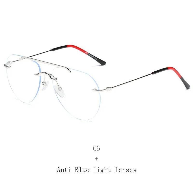 Hdcrafter Unisex Rimless Round Double Bridge Alloy Frame Eyeglasses 81870