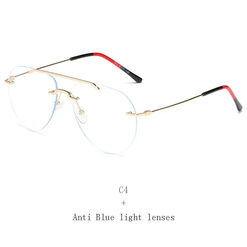 Hdcrafter Unisex Rimless Round Double Bridge Alloy Frame Eyeglasses 81870