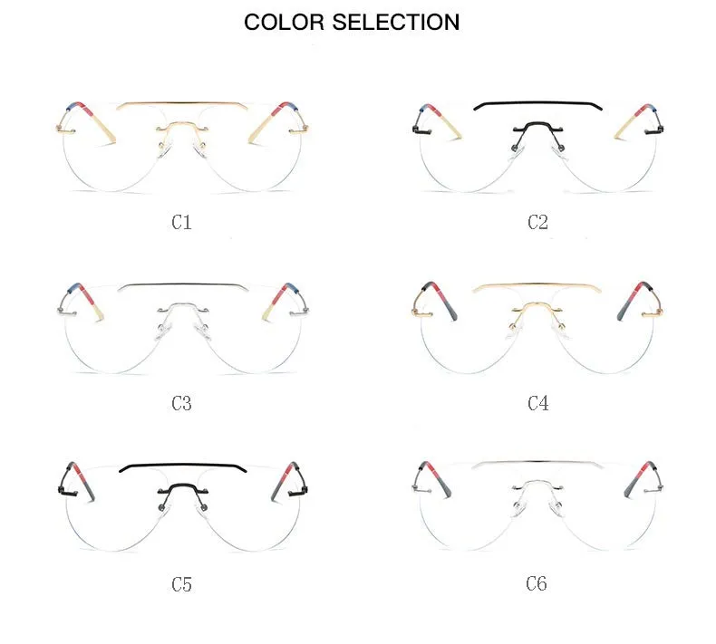 Hdcrafter Unisex Rimless Round Double Bridge Alloy Frame Eyeglasses 81870