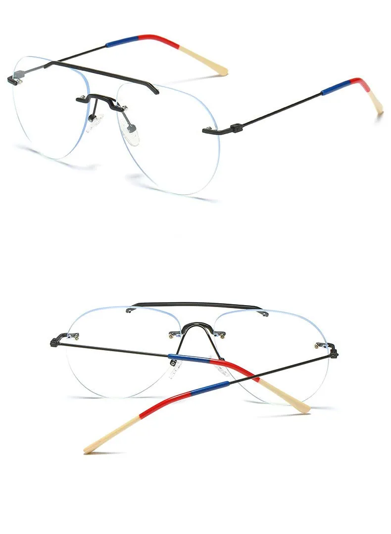 Hdcrafter Unisex Rimless Round Double Bridge Alloy Frame Eyeglasses 81870