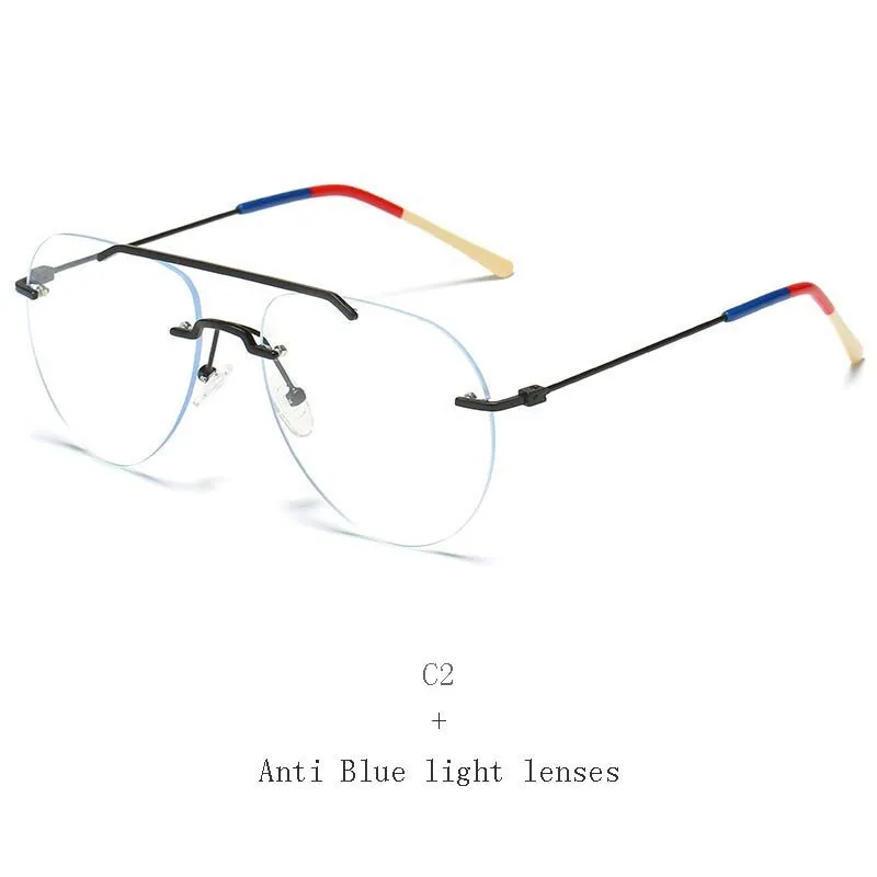 Hdcrafter Unisex Rimless Round Double Bridge Alloy Frame Eyeglasses 81870