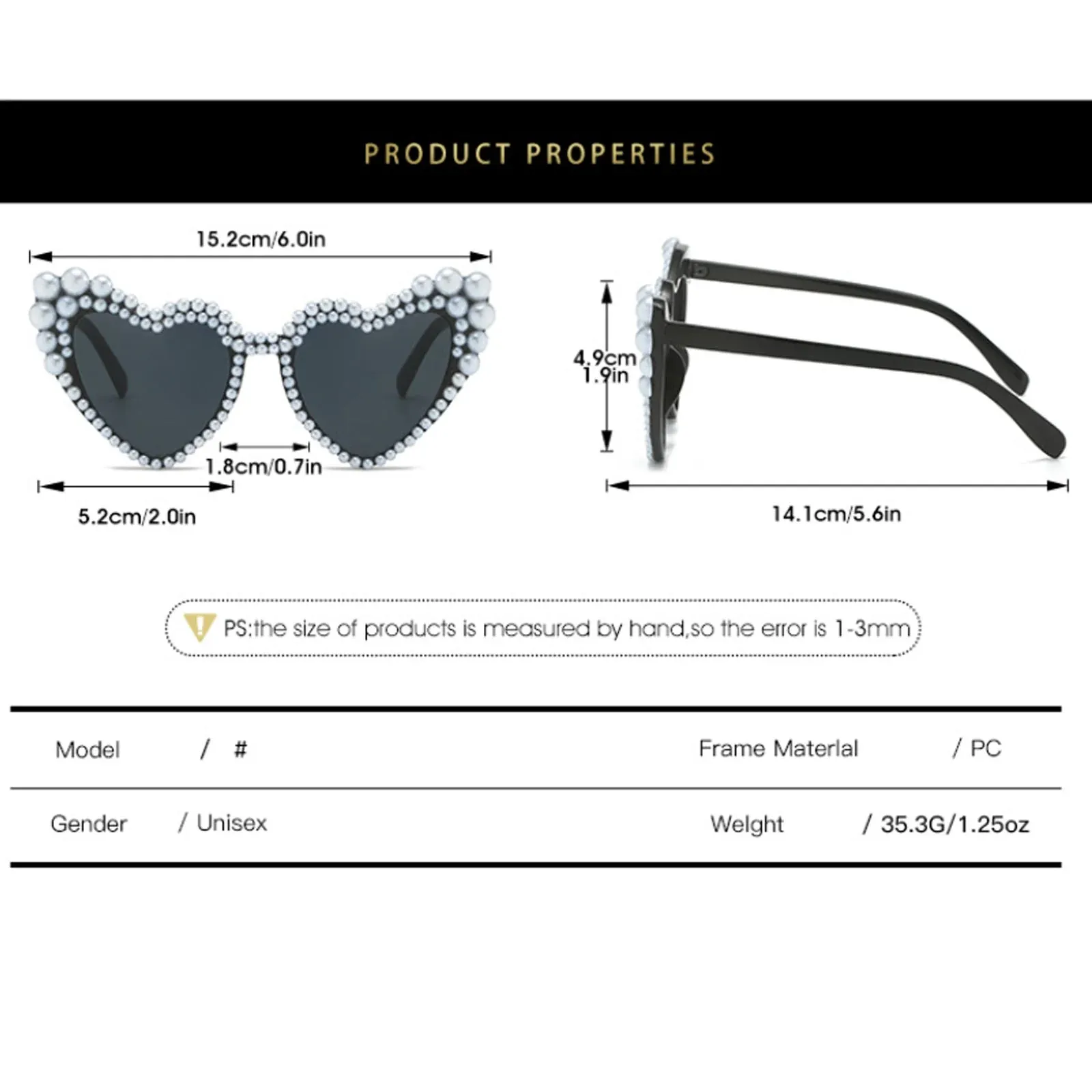 Heart-Shaped Pearl Sunglasses - Just Married Bridesmaid Gift