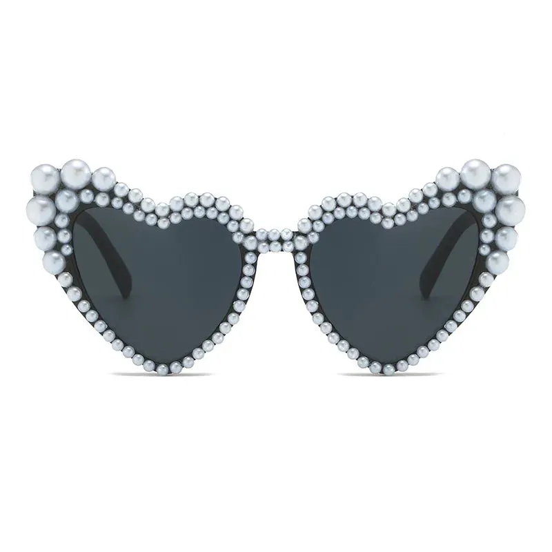 Heart-Shaped Pearl Sunglasses - Just Married Bridesmaid Gift