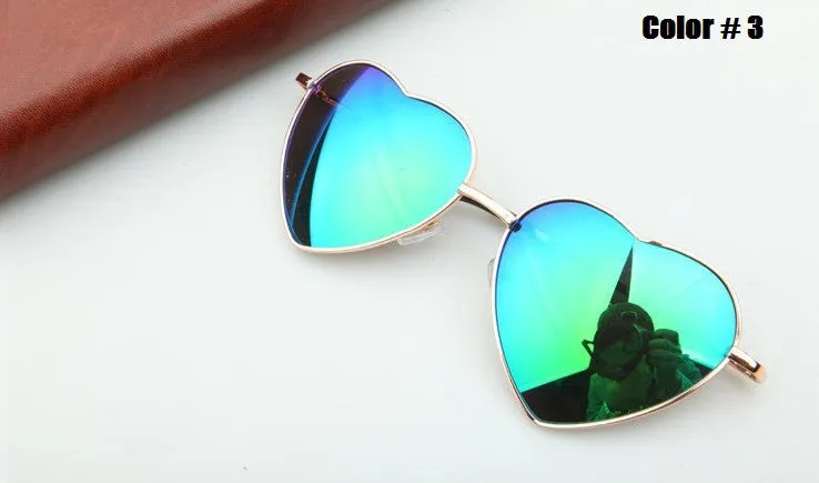 Heart Shaped Sunglasses Women metal Reflective Lense Fashion sun Glasses Men Sports mirror