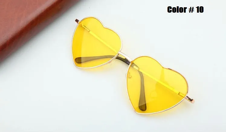 Heart Shaped Sunglasses Women metal Reflective Lense Fashion sun Glasses Men Sports mirror