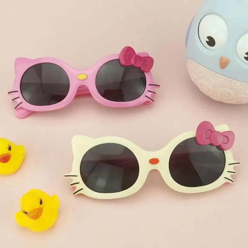 Hello Kitty Portable Sunglasses Cute Anime for kids - red and black