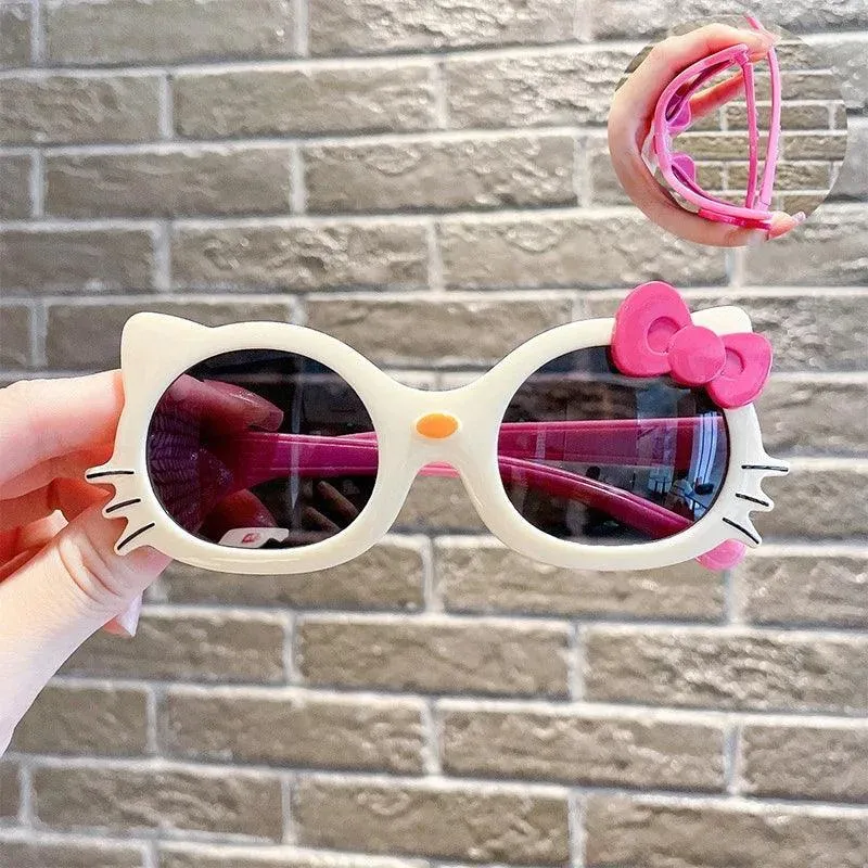 Hello Kitty Portable Sunglasses Cute Anime for kids - White and pink