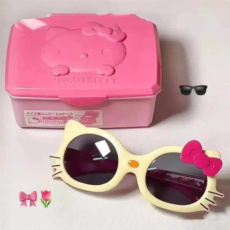 Hello Kitty Portable Sunglasses Cute Anime for kids - White and pink