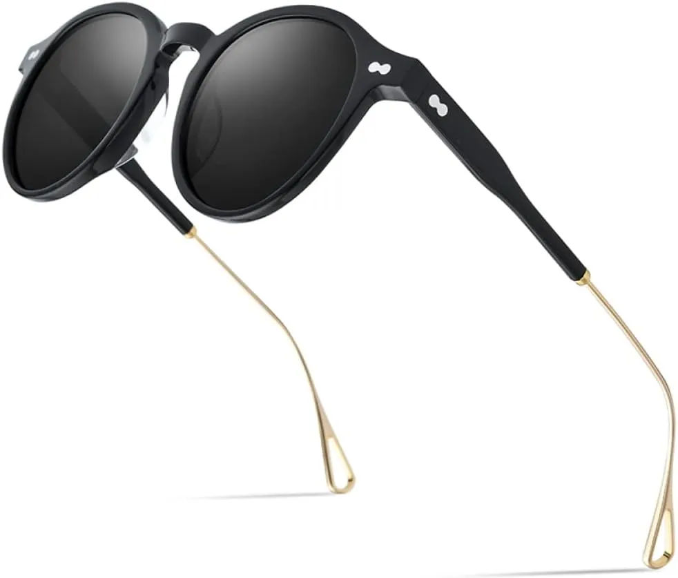HMRGLMIE-Acetate Polarized Sunglasses Women Retro Vintage Round Sun Glasses for Men