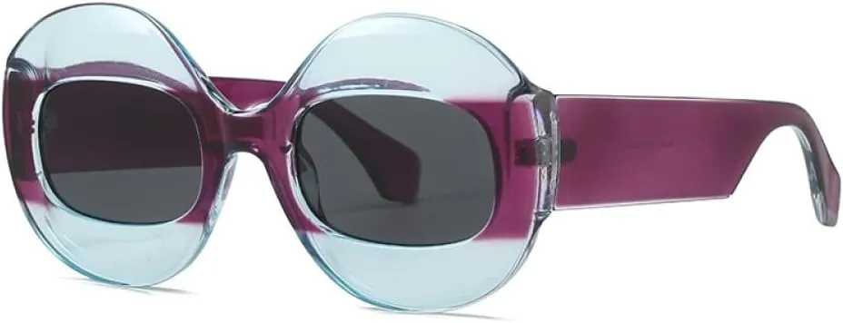 HMRGLMIE-round frame white piece sunshade matching color individual sunblock sunglasses sunglasses