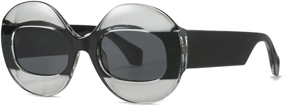 HMRGLMIE-round frame white piece sunshade matching color individual sunblock sunglasses sunglasses