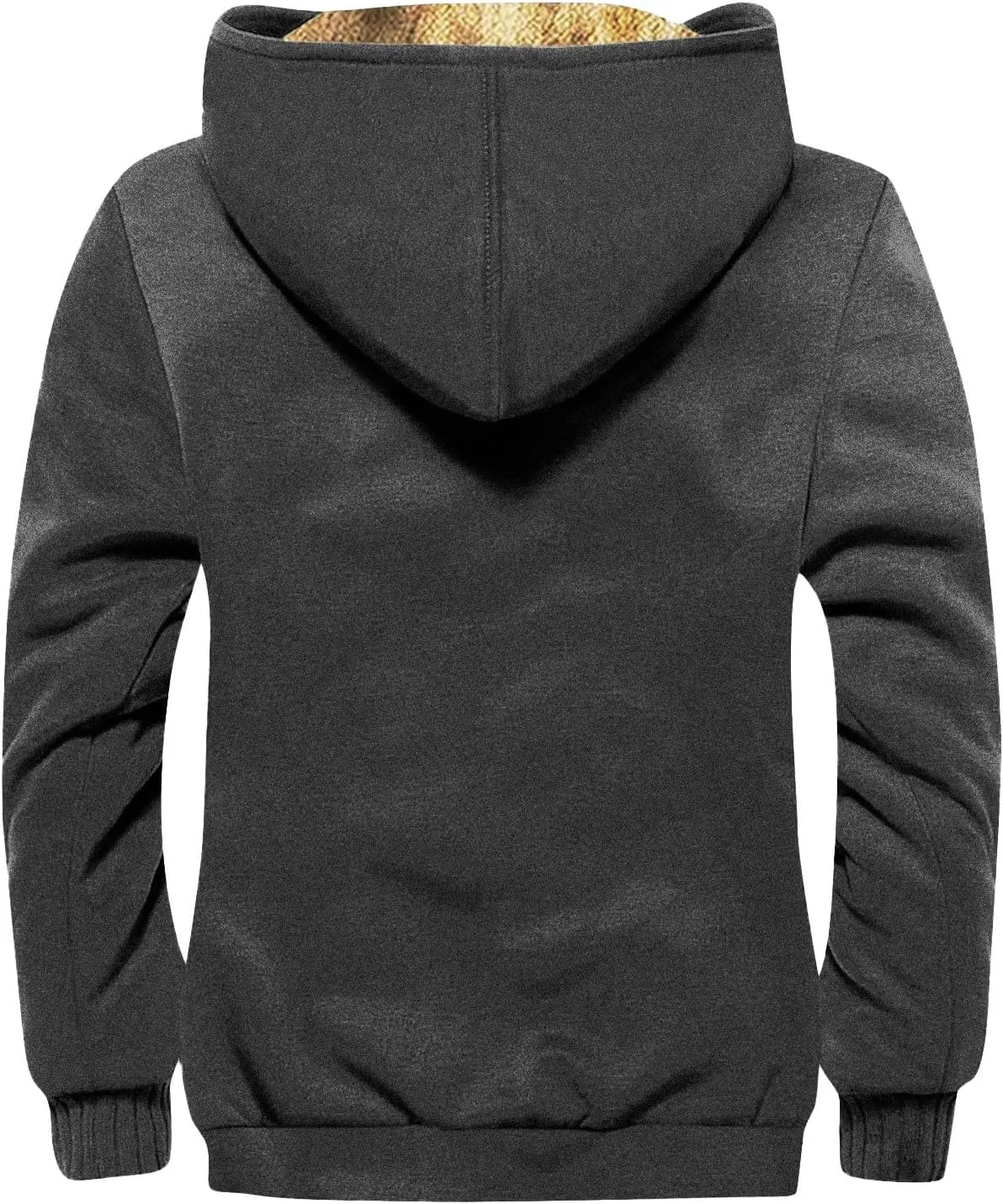 Hoodies for Men Zip Up Sweashirts Flannel Shirt Plaid Zip Up Sherpa Hooded Sweatshirt Warm Winter Coat