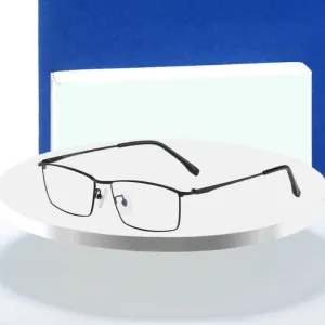 Hotochki Men's Full Rim Rectangle Titanium Alloy Frame Eyeglasses J85517