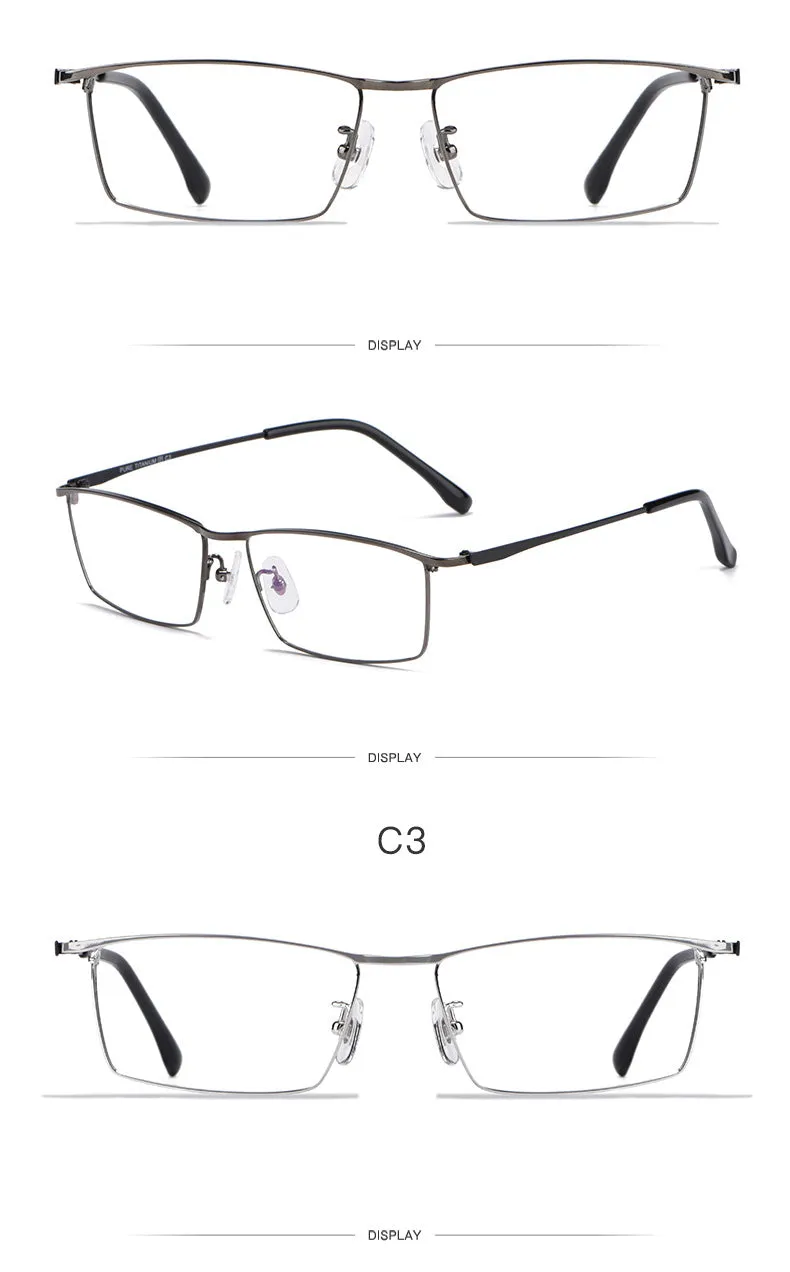 Hotochki Men's Full Rim Rectangle Titanium Alloy Frame Eyeglasses J85517
