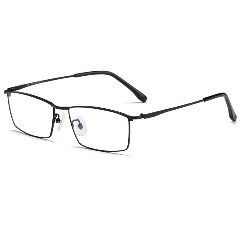Hotochki Men's Full Rim Rectangle Titanium Alloy Frame Eyeglasses J85517