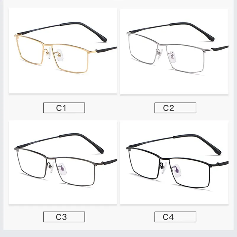 Hotochki Men's Full Rim Rectangle Titanium Alloy Frame Eyeglasses J85517