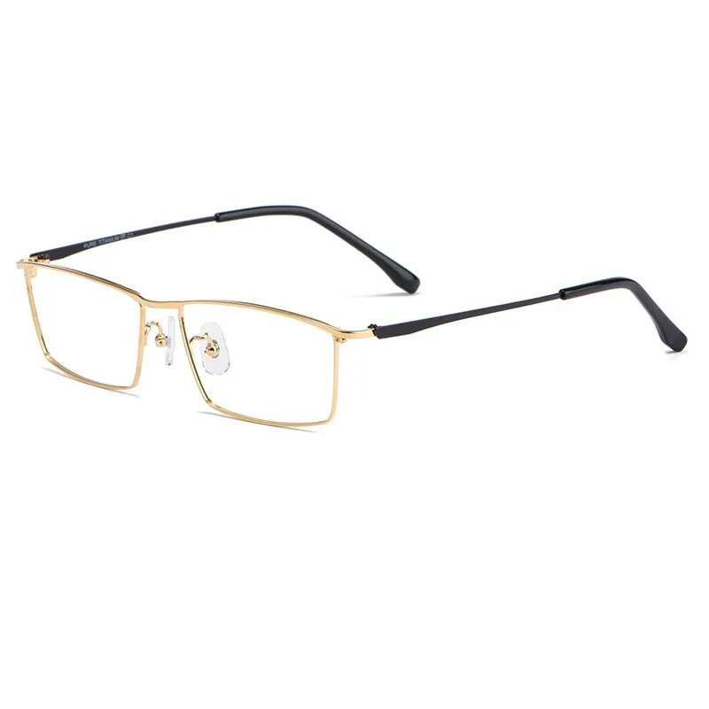 Hotochki Men's Full Rim Rectangle Titanium Alloy Frame Eyeglasses J85517