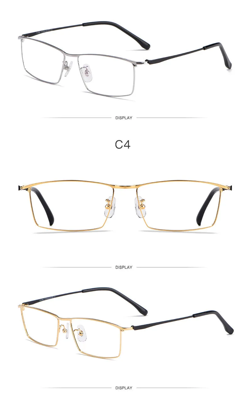 Hotochki Men's Full Rim Rectangle Titanium Alloy Frame Eyeglasses J85517