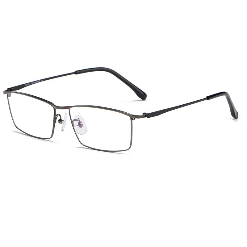 Hotochki Men's Full Rim Rectangle Titanium Alloy Frame Eyeglasses J85517