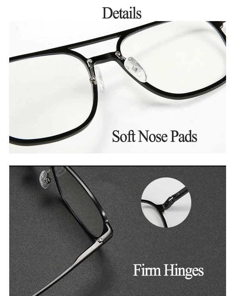 Hotochki Men's Full Rim Square Alloy Frame Eyeglasses 6113
