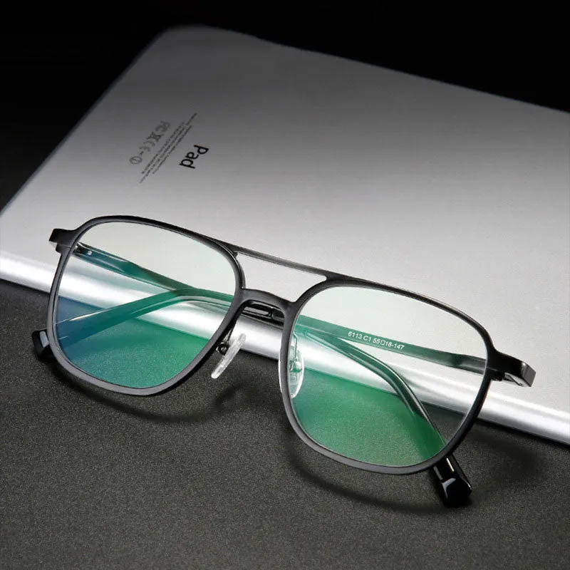 Hotochki Men's Full Rim Square Alloy Frame Eyeglasses 6113