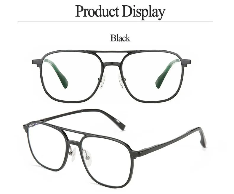 Hotochki Men's Full Rim Square Alloy Frame Eyeglasses 6113