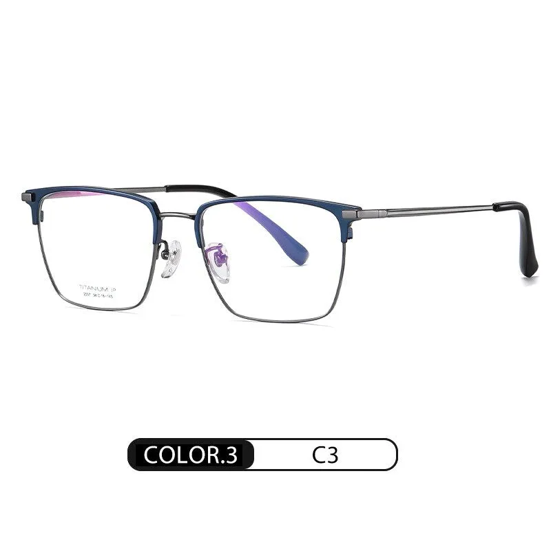 Hotochki Men's Full Rim Square Titanium Frame Eyeglasses Yj2037