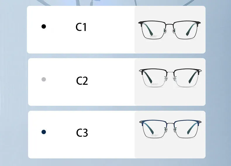 Hotochki Men's Full Rim Square Titanium Frame Eyeglasses Yj2037