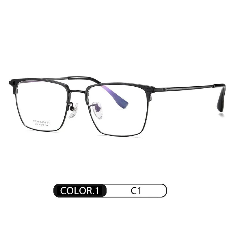 Hotochki Men's Full Rim Square Titanium Frame Eyeglasses Yj2037