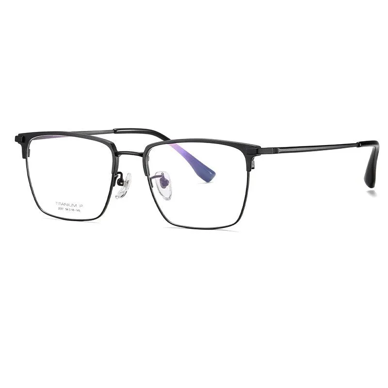 Hotochki Men's Full Rim Square Titanium Frame Eyeglasses Yj2037
