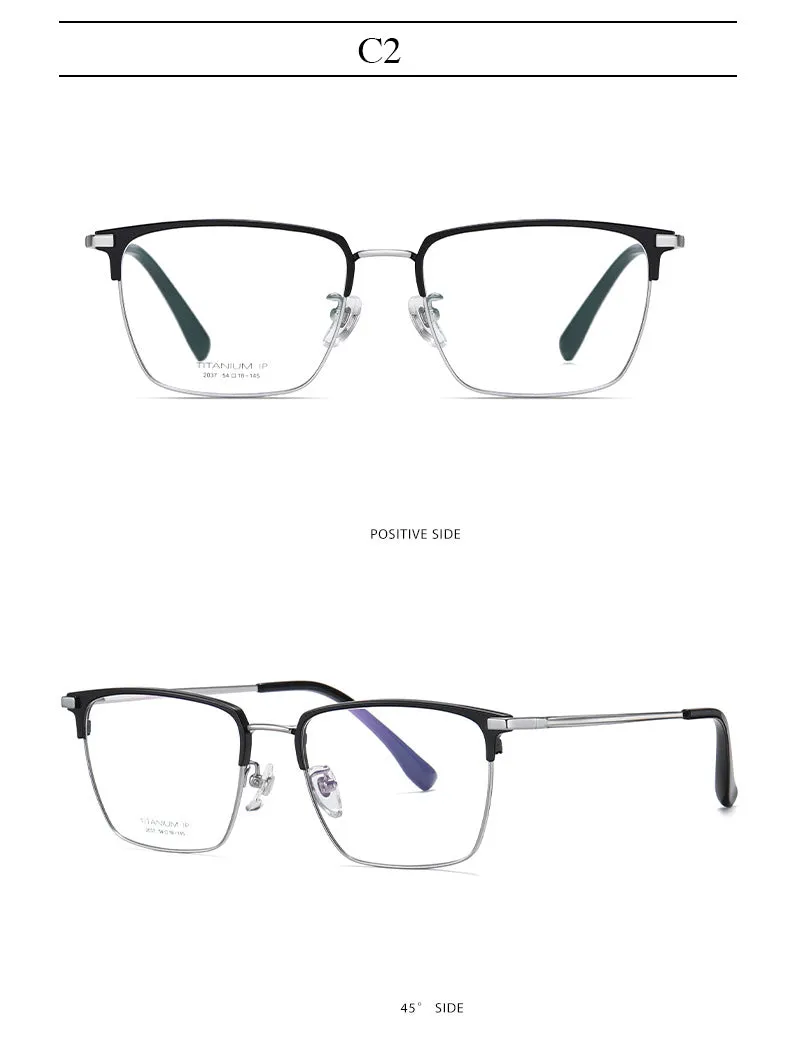 Hotochki Men's Full Rim Square Titanium Frame Eyeglasses Yj2037
