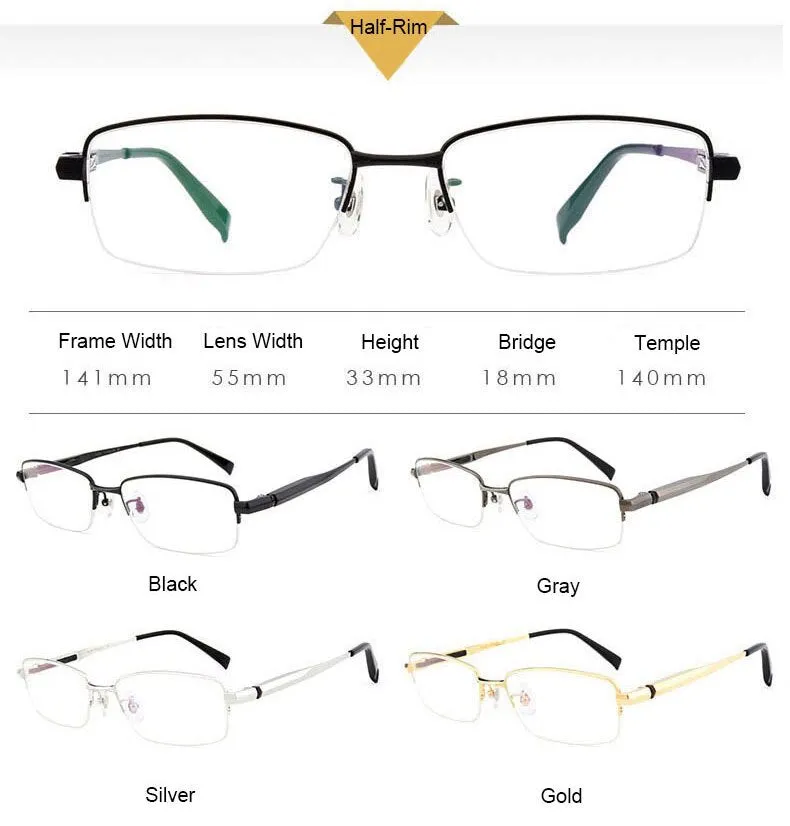 Hotochki Men's Full/Semi Rim Titanium Frame Progressive Reading Glasses 81133