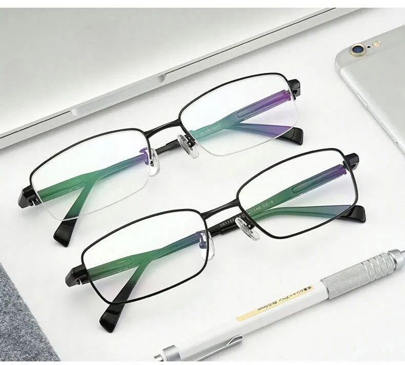 Hotochki Men's Full/Semi Rim Titanium Frame Progressive Reading Glasses 81133