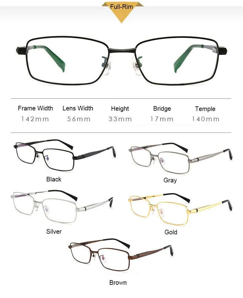 Hotochki Men's Full/Semi Rim Titanium Frame Progressive Reading Glasses 81133