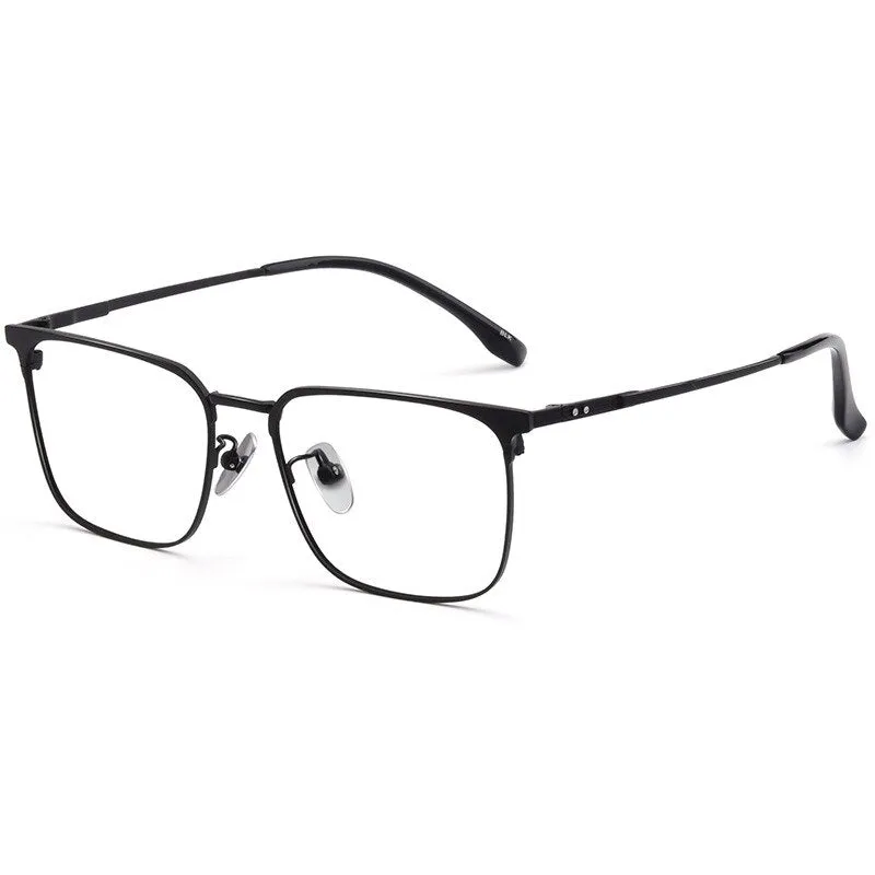 Hotochki Men's Semi Rim Beta Titanium Alloy IP Plated Frame Eyeglasses 80092