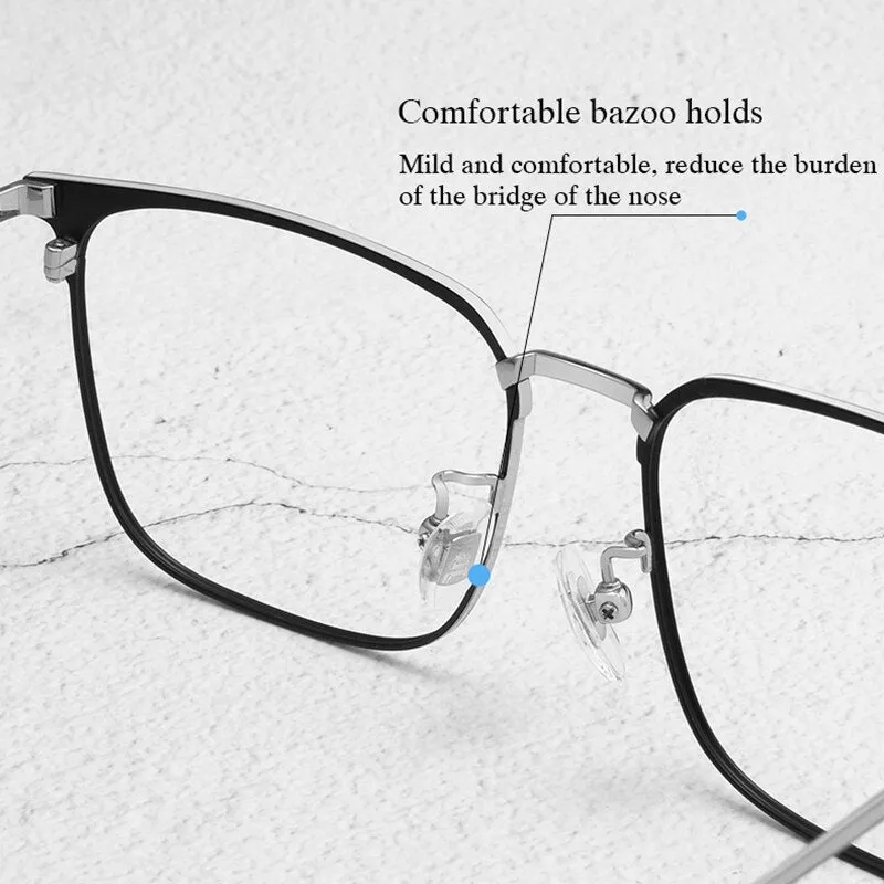 Hotochki Men's Semi Rim Beta Titanium Alloy IP Plated Frame Eyeglasses 80092
