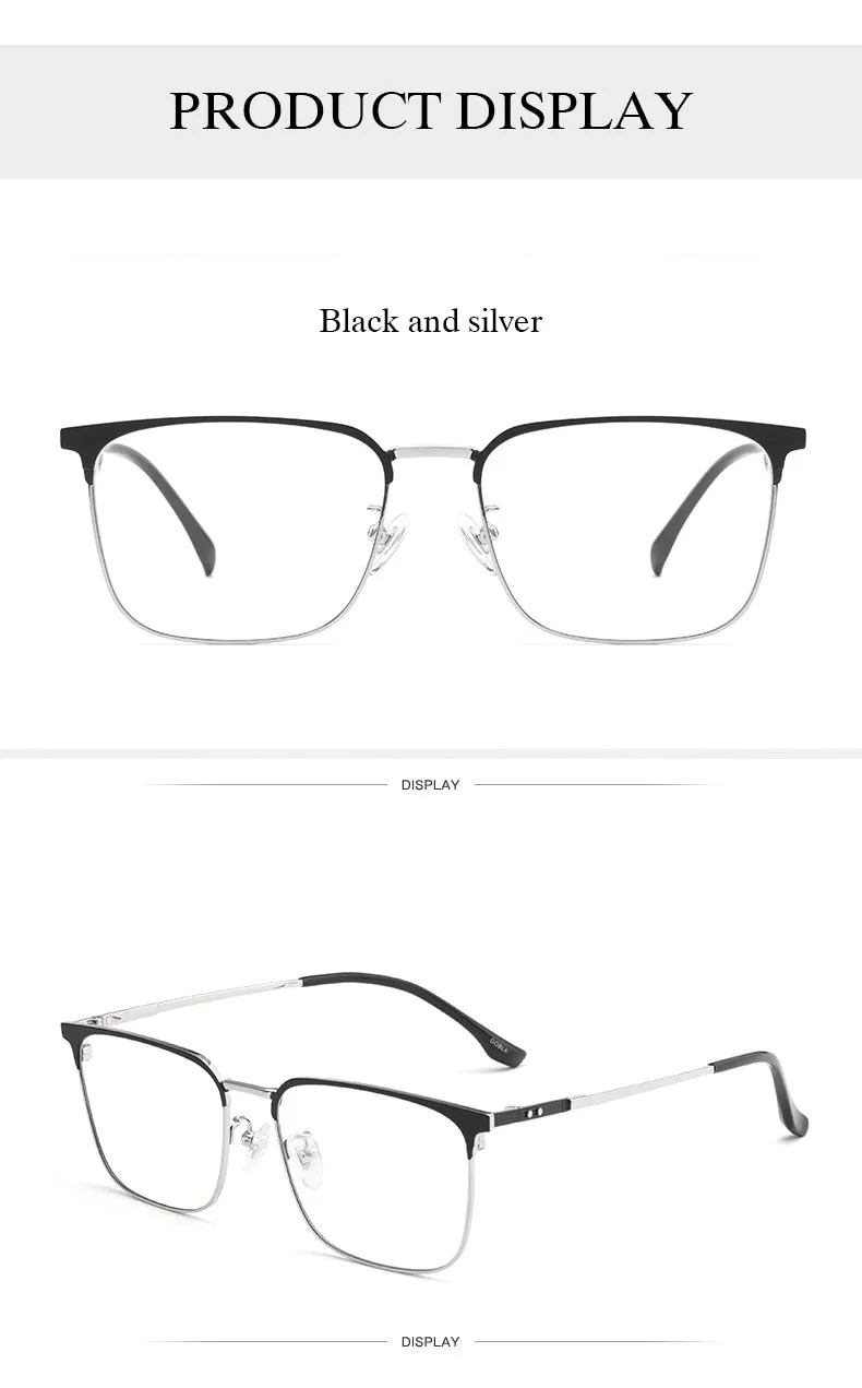 Hotochki Men's Semi Rim Beta Titanium Alloy IP Plated Frame Eyeglasses 80092