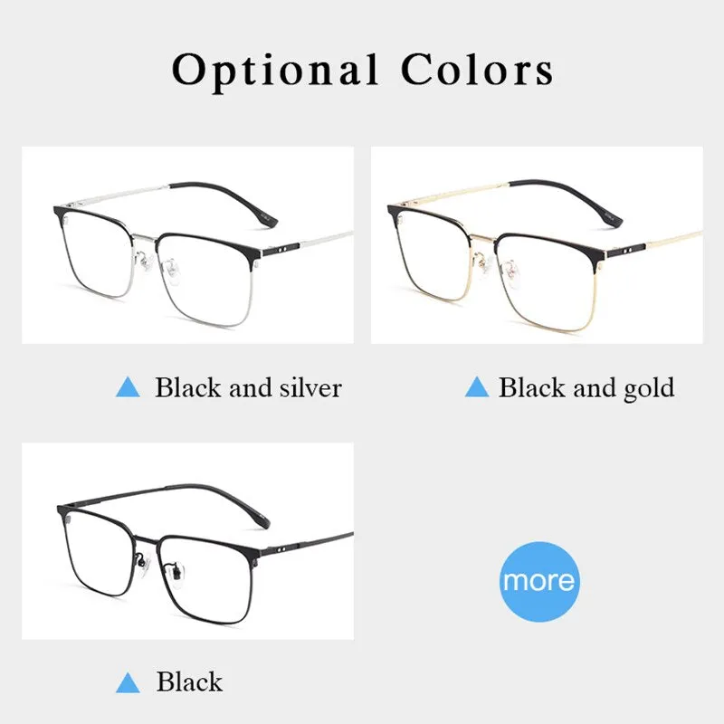 Hotochki Men's Semi Rim Beta Titanium Alloy IP Plated Frame Eyeglasses 80092