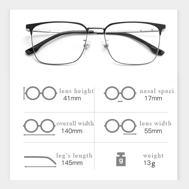 Hotochki Men's Semi Rim Beta Titanium Alloy IP Plated Frame Eyeglasses 80092