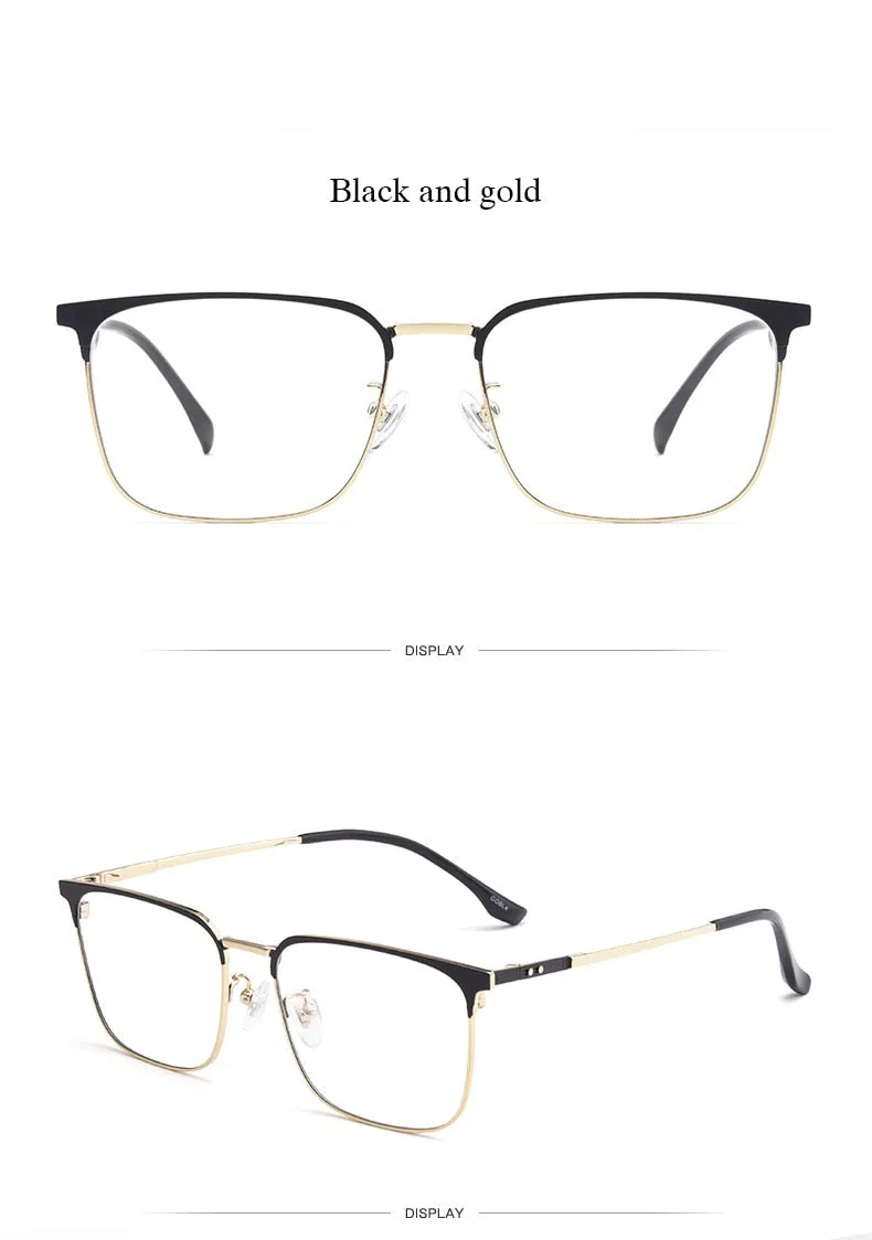 Hotochki Men's Semi Rim Beta Titanium Alloy IP Plated Frame Eyeglasses 80092