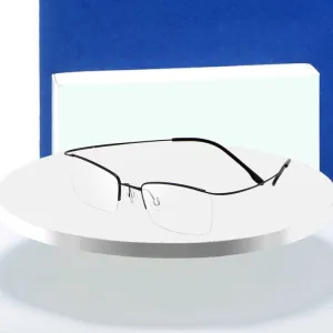 Hotochki Men's Semi Rim Rectangle Titanium Frame Eyeglasses 30004